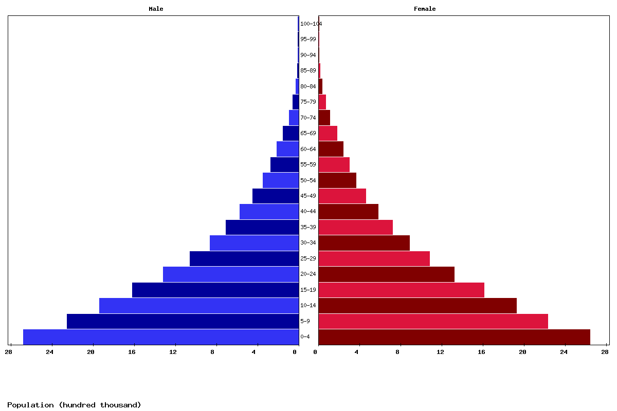 Angola Age structure and Population pyramid
