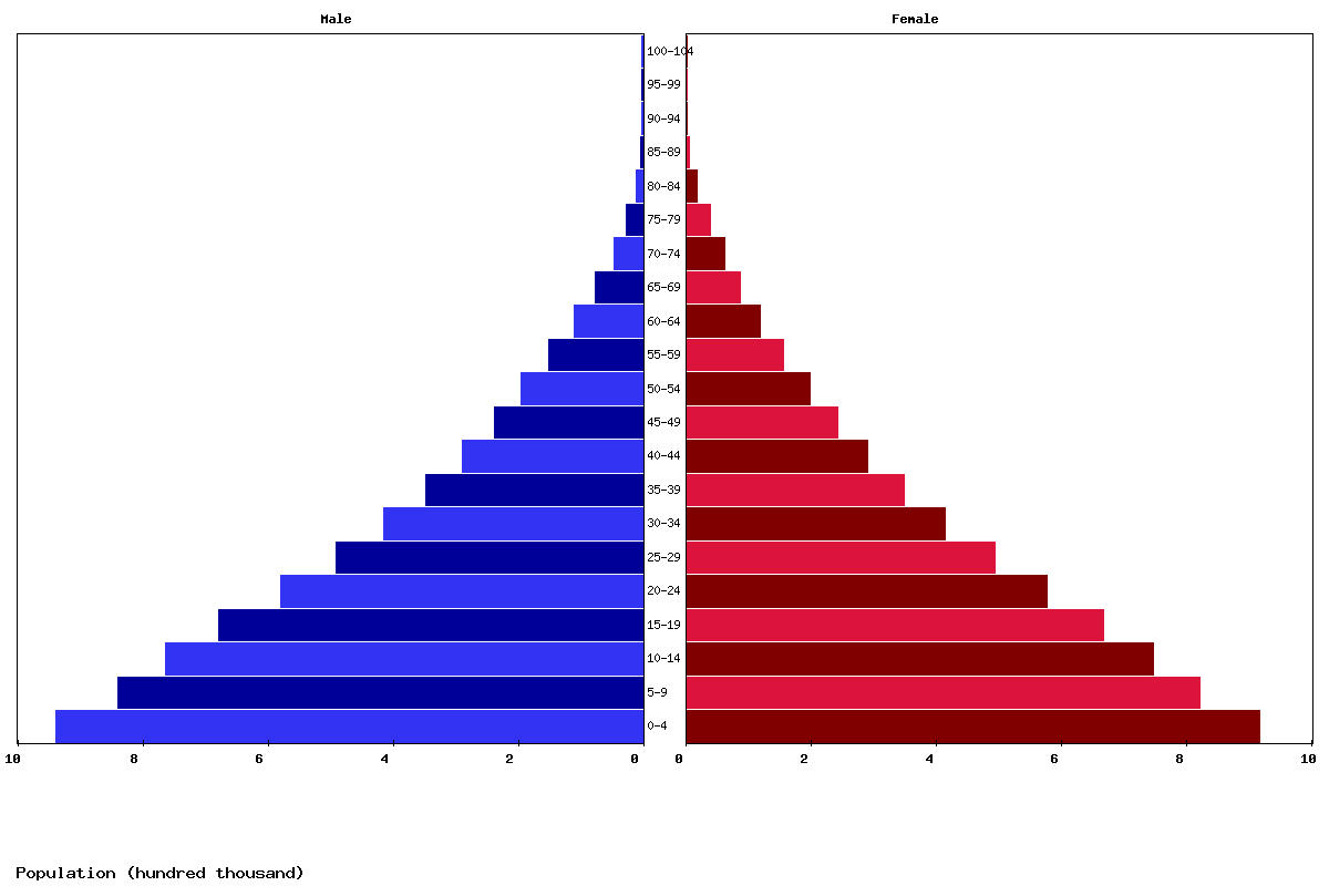 Benin Age structure and Population pyramid