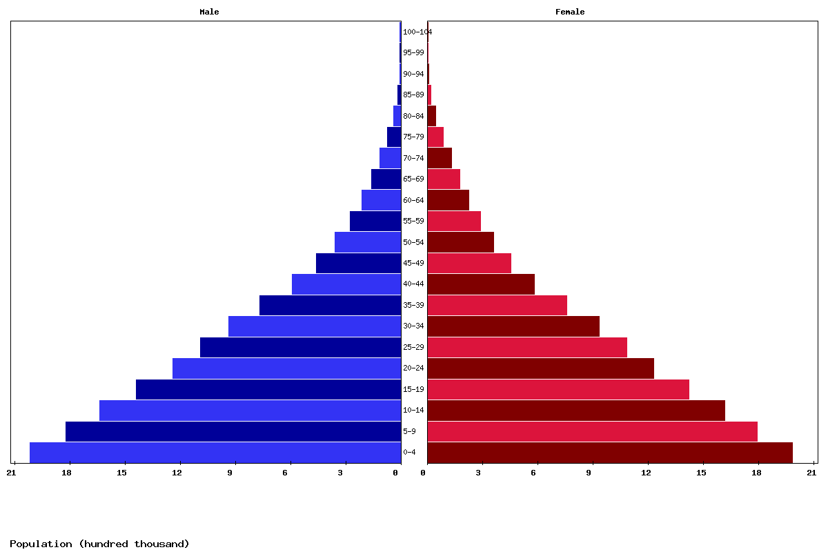 Cameroon Age structure and Population pyramid