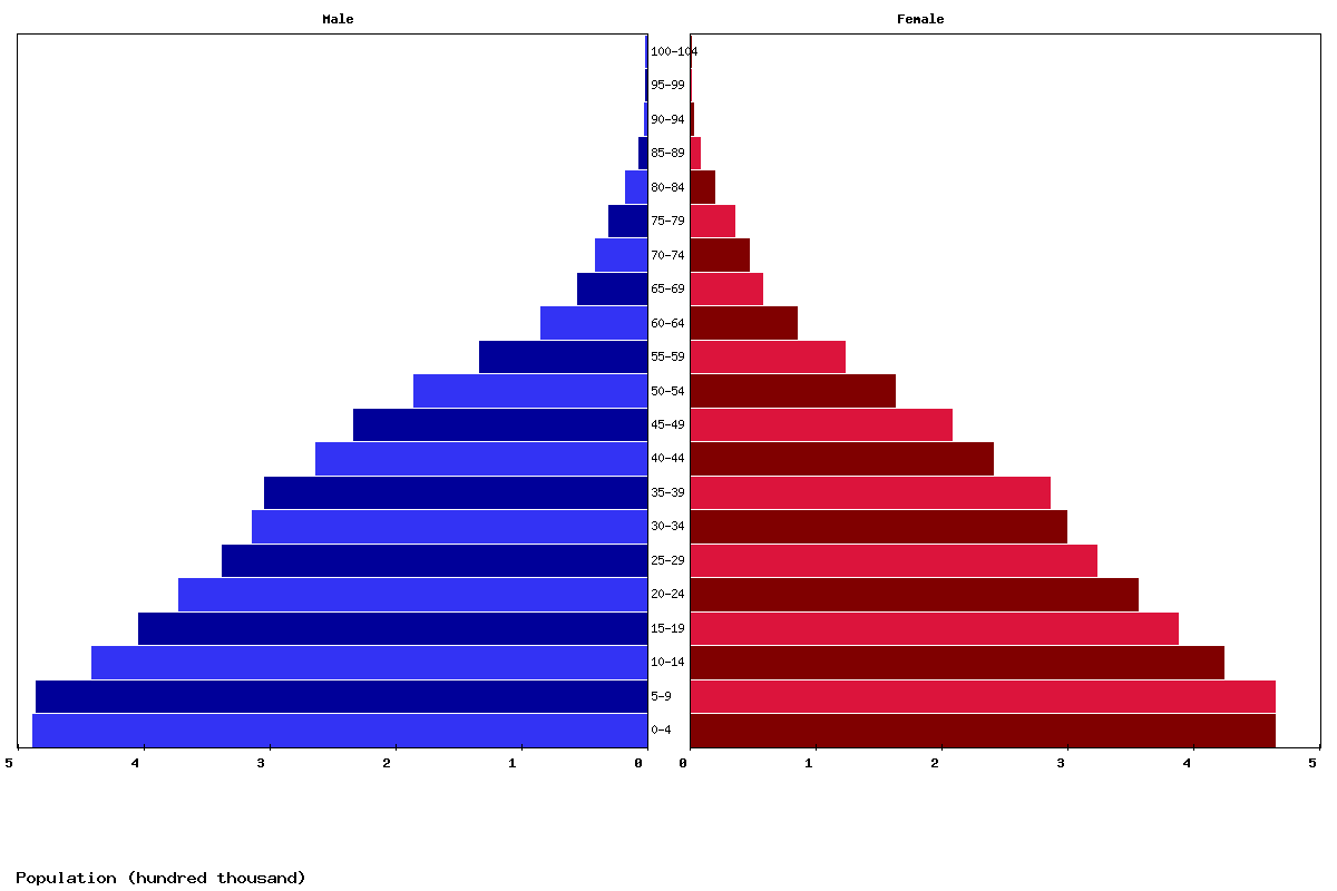Jordan Age structure and Population pyramid