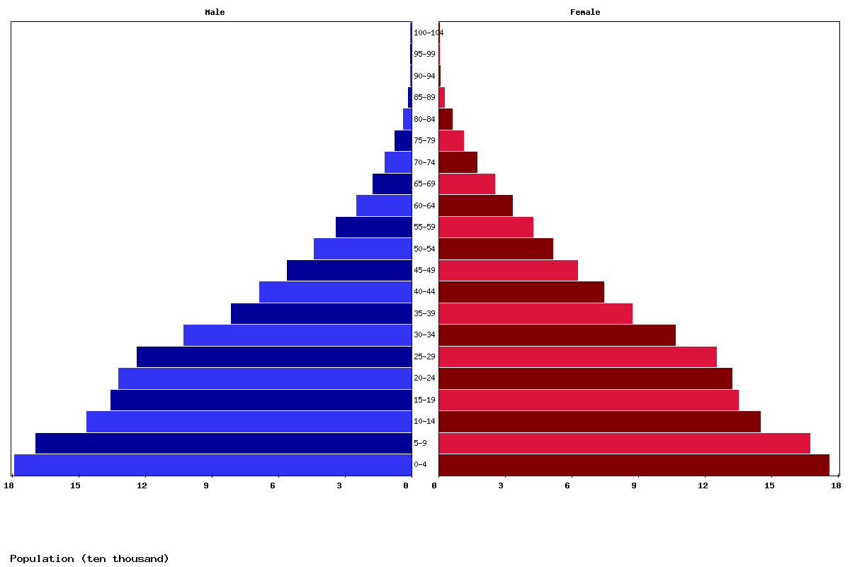 Namibia Age structure and Population pyramid