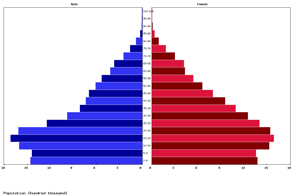 Nepal Age structure and Population pyramid