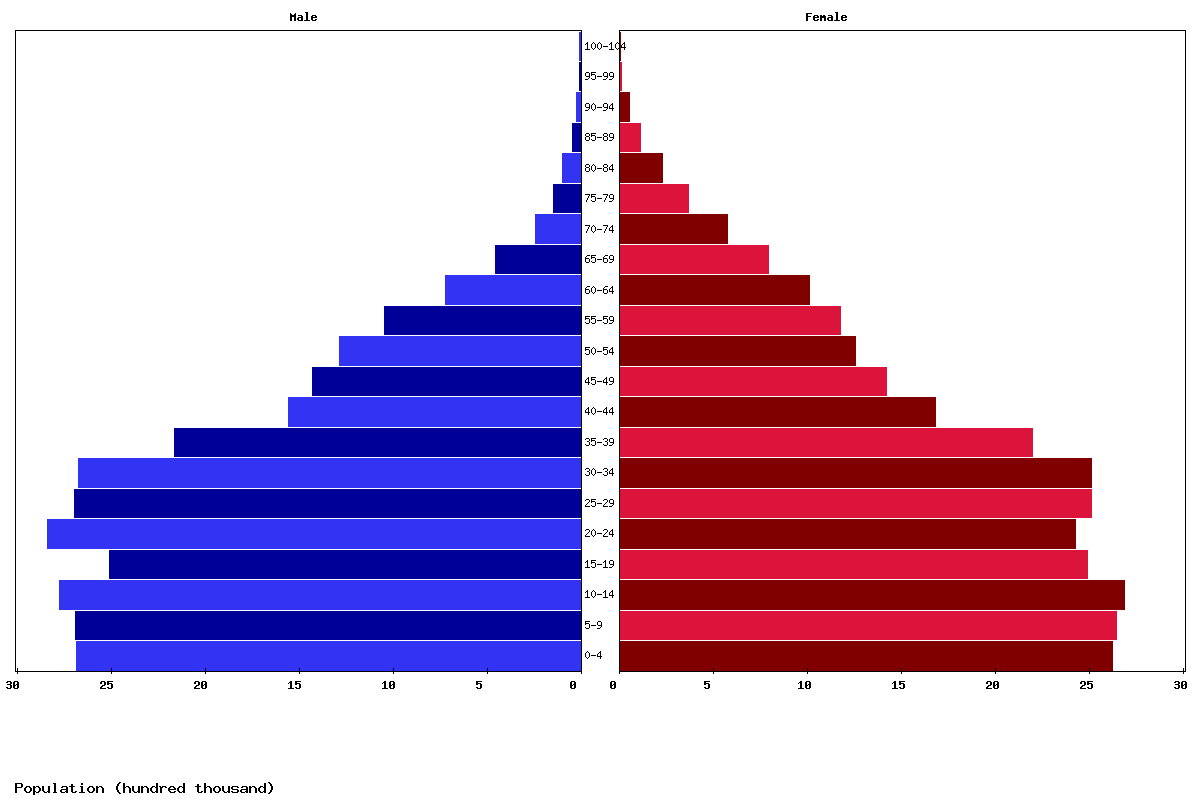 South Africa Age structure and Population pyramid
