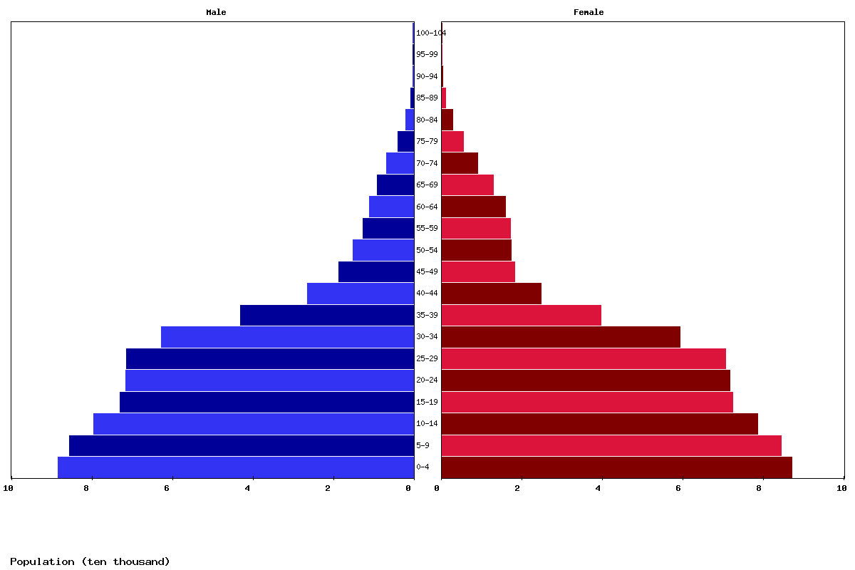 Swaziland Age structure and Population pyramid