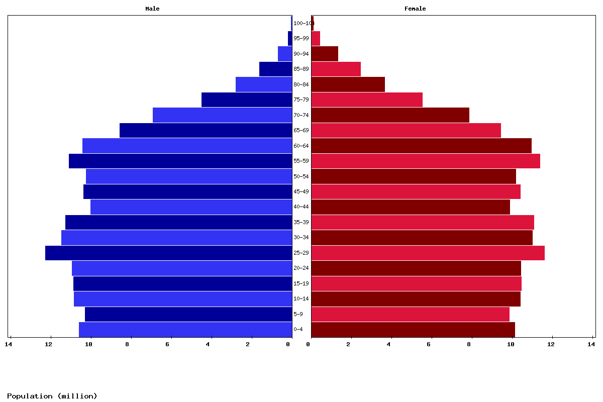 United States Age structure and Population pyramid