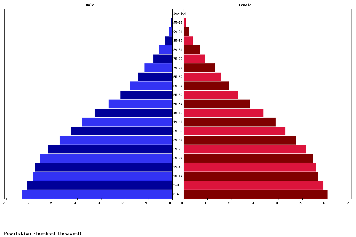 Bolivia Age structure and Population pyramid