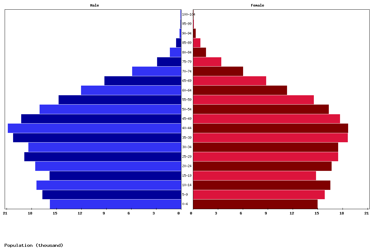 Brunei Age structure and Population pyramid