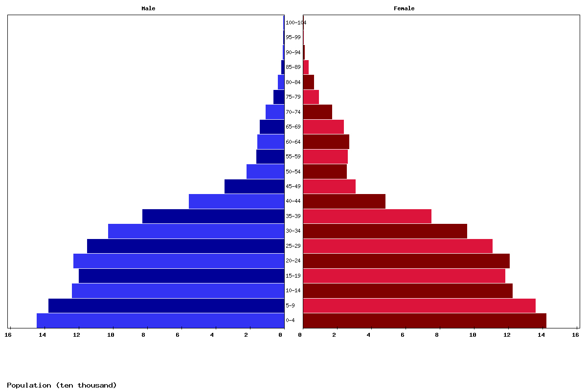 Lesotho Age structure and Population pyramid