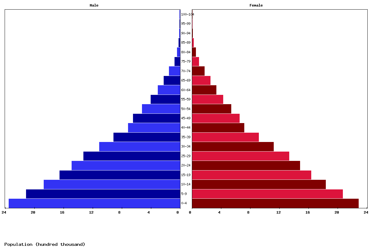 Madagascar Age structure and Population pyramid