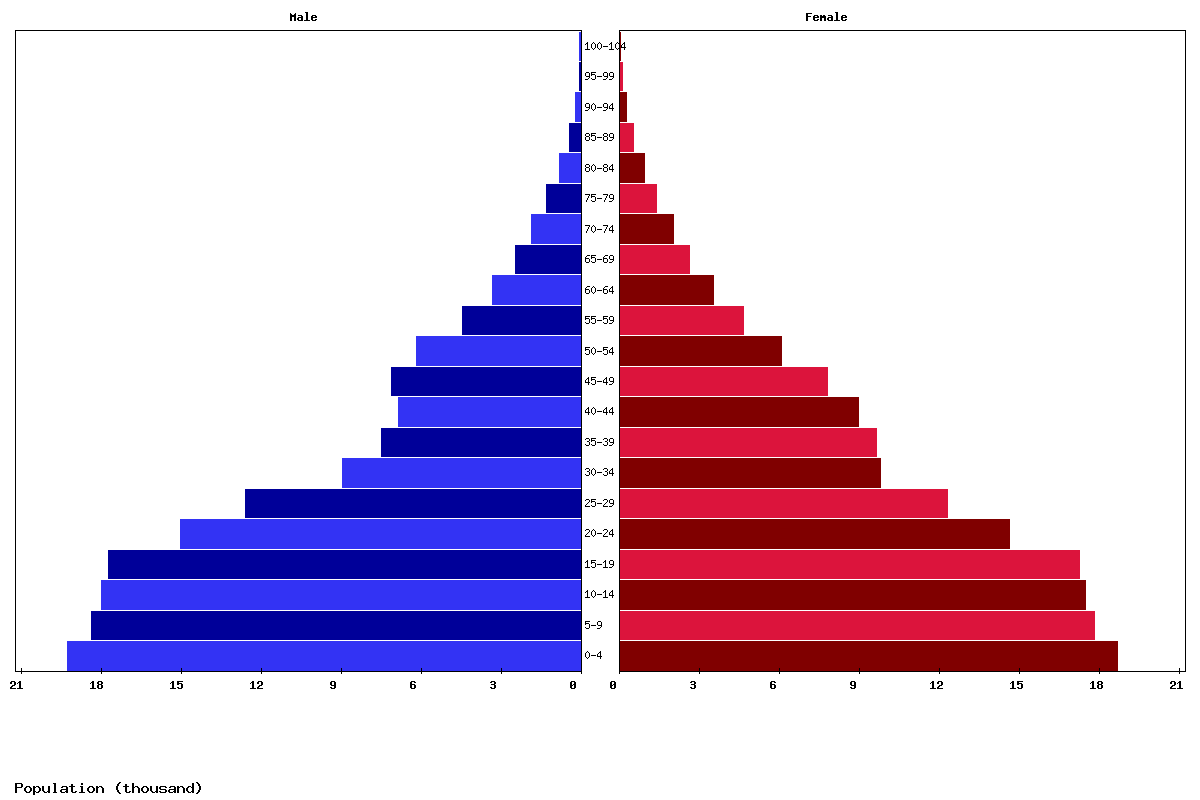 Mayotte Age structure and Population pyramid