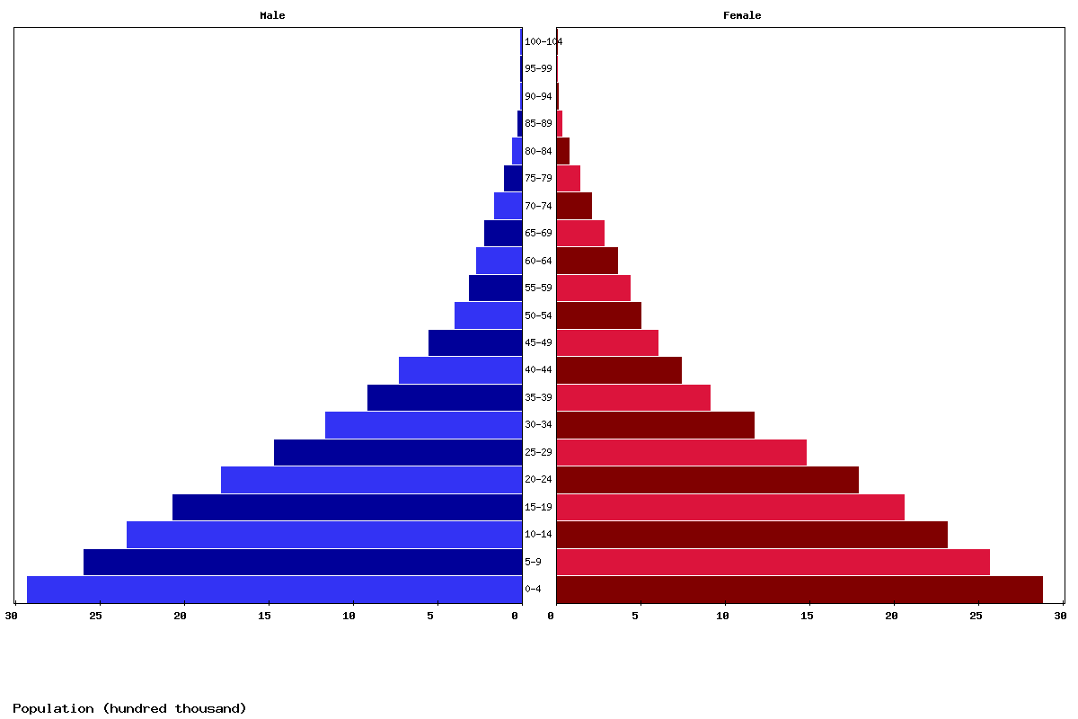 Mozambique Age structure and Population pyramid