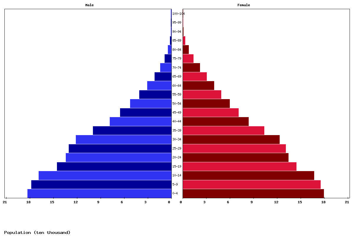 Namibia Age structure and Population pyramid