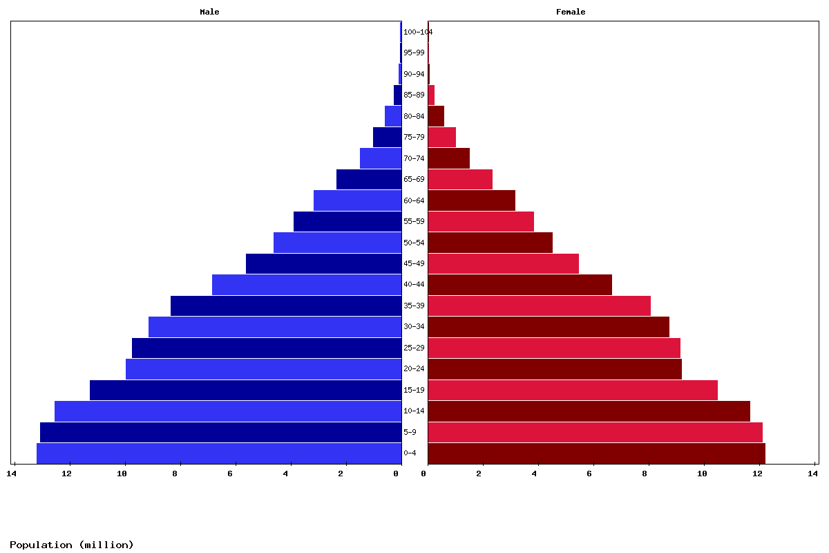 Pakistan Age structure and Population pyramid