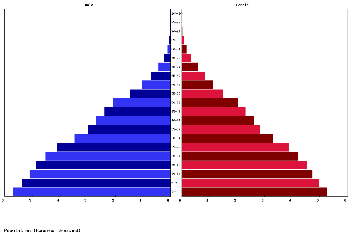 Papua New Guinea Age structure and Population pyramid