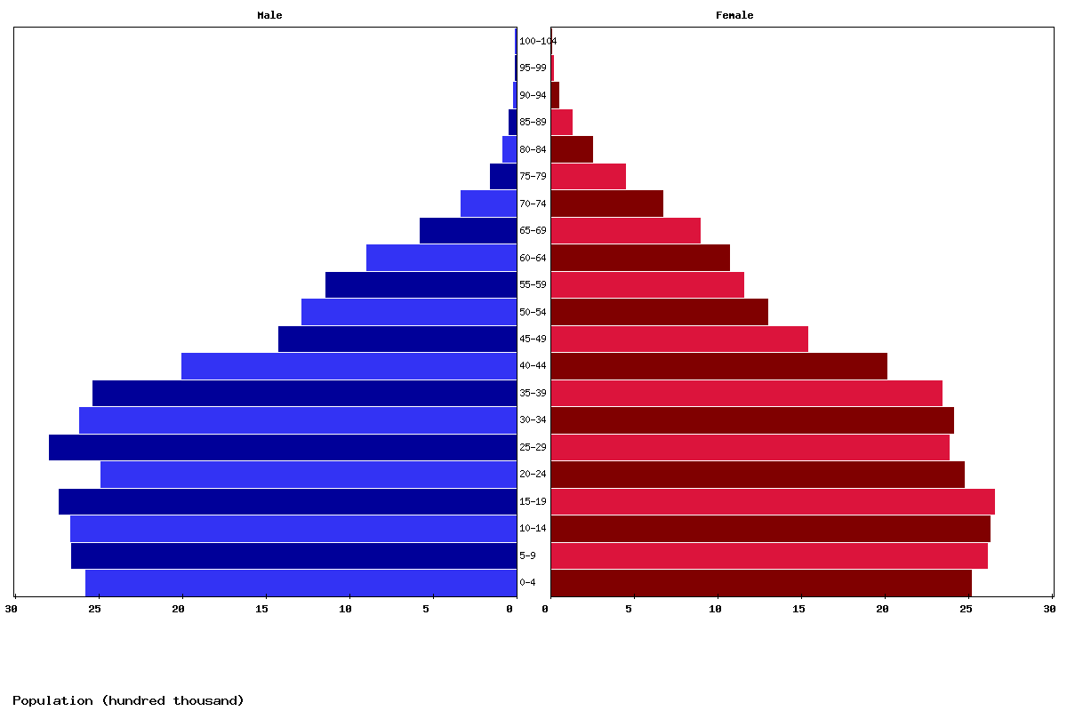 South Africa Age structure and Population pyramid