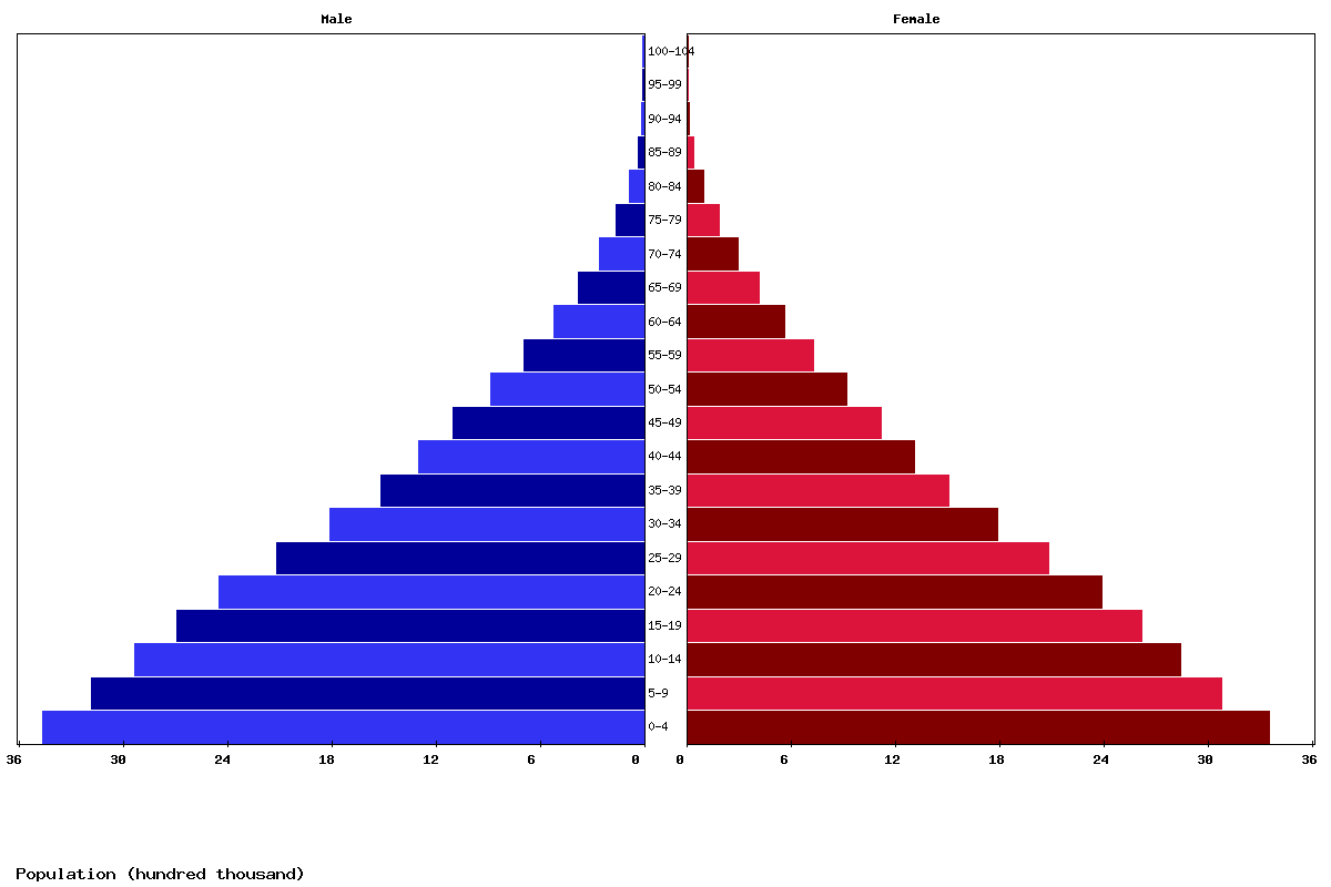 Sudan Age structure and Population pyramid