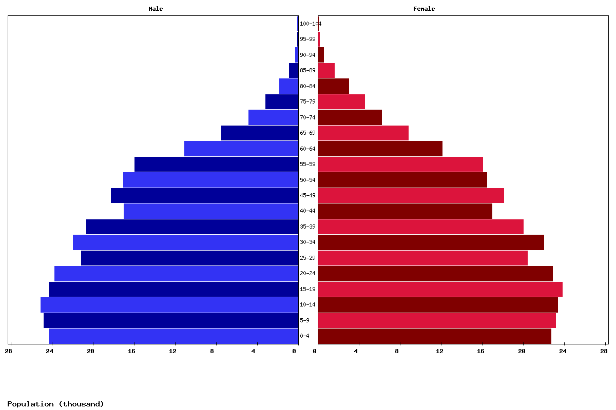 Suriname Age structure and Population pyramid