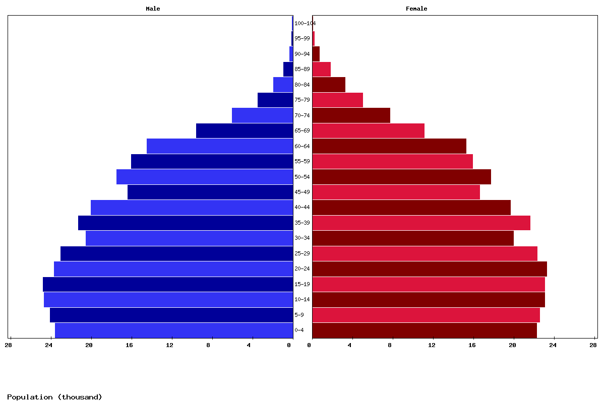 Suriname Age structure and Population pyramid