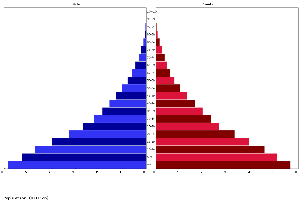 Tanzania Age structure and Population pyramid